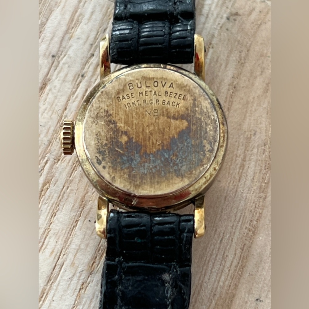 Bulova Accutron Rare Vintage Ladies Watch Gold Filled Case White Dial Leather - Picture 10 of 15